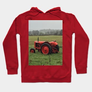 Vintage Red Tractor in a Field Hoodie